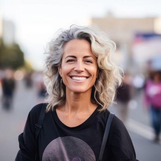 Portrait of happy, smiling middle-aged woman
